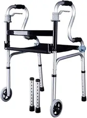Walker, Disabled Walking Stick, Aluminum Alloy Walker, Elderly Rehabilitation Training Walking Frame and Wheel Sitting Folding Little Surprise