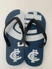 AFL Carlton Blues Rubber Thongs Plugger Flip Flops Size 10 Football