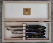 Claude Dozorme Berlingot 4 Piece Breakfast Knives Set Tortoise Handles Boxed