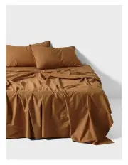 [Linen House] Terra Organic Cotton Sheet Set in Cinnamon