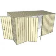 Build-a-Shed 1.5 x 3.7 x 2m Hinged Door Tunnel Shed with Double Hinged Side Doors - Cream