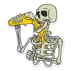 Skeleton Drinking Beer Sticker