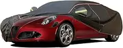 Car Cover Suitable for Alfa Romeo 4C, Outdoor Car Cover, Wind and Rain Protection, Winter Car Cover, Car Cover with Side Door Zips，Comprehensive Care for Your Car(Black)
