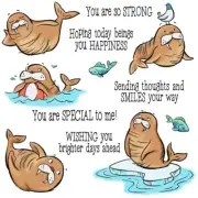 Silly Walrus Sending Smiles Your Way Metal Cutting Dies Clear Stamps Card Craft