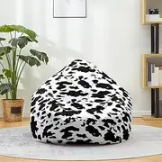Morbuy Bean Bag Cover 3D Cow Print Print Sofa Cover Lazy Lounger Bean Bag No Filler Detachable Washable Puff Sofa Lounge Recliner Sac for Indoor Outdoor (M,Zebra)