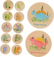 JOINPAYA 24pcs Wooden Dinosaur Memory Matching Game for Educational to Enhance Concentration and Brain Development for Preschool Learning