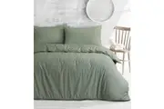 Amsons Royale Cotton Quilt Duvet Doona Cover Set with Europeon pillowcases - Light Sage