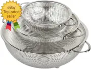 3-Piece Stainless Steel Mesh Micro-Perforated Strainer Colander Set