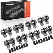 A-Premium 16Pcs Stainless Steel Shaft Mount Rocker Arms Kit with Needle Bearings Compatible with Chevy SBC 350, 1.5 Ratio, 3/8" Studs