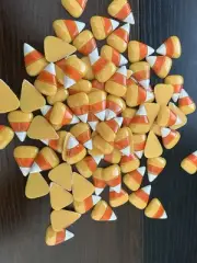 80 HALLOWEEN CANDY CORN FLATBACK FLAT BACK RESINS BOW CENTERS