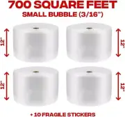 3/16" x 700' Ft Bubble Roll Small Bubbles 12" Wide Yens Quality Cushion Wrap