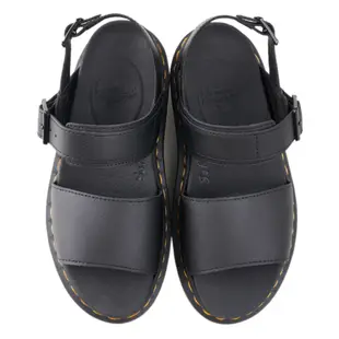 Dr.Martens 馬汀 VOSS QUAD 雙寬帶厚底皮革楔型涼鞋 黑 夏天馬丁 扣環鬆糕休閒鞋 女26725001