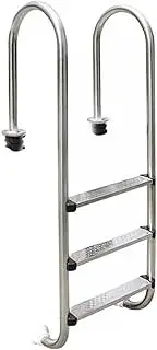 Swimming Pool Ladder, Stainless Steel Thickness 1mm 1.2mm 1.5mm Pool Ladder,2/3 Steps Swimming Pool Step with Handrails, for Indoor Outdoor Pool(3-Steps1.0mm)