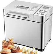 Large Bread Maker Machine for Home, Bread Machine with Fruit Nut Dispenser, 17 Preset Menus, 15h Reservation, 1h Keep Warm, 3 Loaf Sizes, 3 Crust Colors, for Gluten Free White Wheat Rye