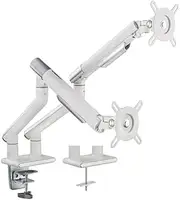 Brateck Dual Monitor Premium Slim Aluminum Spring Assisted Monitor Arm, White