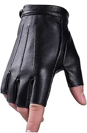 [Wepop] Fingerless Gloves PU Leather Gloves Touchscreen Texting Dress Driving Moto Glove for Men Women Teens