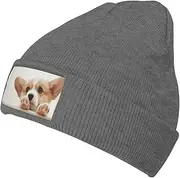 Cute Corgi Womens Mens Winter Knitted Beanie Hat,Thick, Soft & Warm Chunky Beanie Hats,for Cold Weather