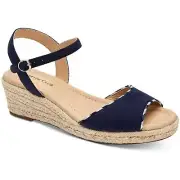 Charter Club Ankle Strap Espadrille Wedge Sandals Luchia Size US 12M Navy Blue