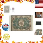 Oriental Green Carpet Mouse Pad with White Fringes - Ideal for Office Use