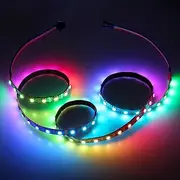 ALITOVE 3.2ft 60 Pixels WS2812B Individual Addressable RGB LED Strip Light Programmable WS2811 IC Built-in 5050 LED Rope Lamp DC5V Black PCB Non-Waterproof IP33