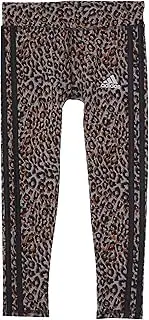 [adidas] Girls' Allover Print 3-Stripes Tights, Charcoal Grey Heather, XL (16)