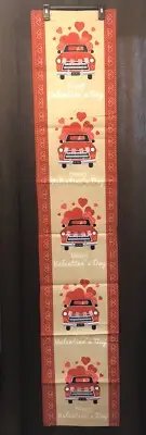 Valentine’s Day Table Runner Love Be Mine Car With Hearts •Canvas •Double-Sided