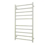 Radiant RTR02 Round Bar Heated Towel Rail - 600 x 1100mm - Brushed Satin - Stainless Steel - Bottom Right/Top Left Wiring