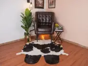 NEW Cowhide Rug Black and White 5x5 ft Cow Skin Animal Hide Cow Skin Leather Rug