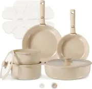 15Pcs Ceramic Cookware Set, Pots and Pans Set, Induction Nonstick Kitchen Cookwa