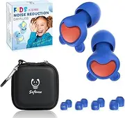 Ear Plugs for Kids (5-12 yrs) & Adults with Small Ear Canal - Noise Reduction Earplugs for Airplane, Focus, Travel, Concert, Socializing Sports, Noise Sensitivity, 8 Ear Tips in XS/S/M/L-NavyBlueBerry