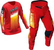 Leatt 3.5 Ride Kit Stripes Mini/Junior Motocross Jersey and Pants Set, black-white-red-orange, Size XL Black White Red Orange
