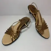 Sofft Womens Calida Brass Bronze Strappy Slingback Sandals 1212035, Size 9.5M