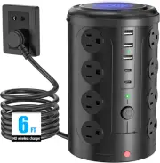 Tower Power Strip Surge Protector with 16 Outlets and 5 USB Ports (2 USB-C), 6FT