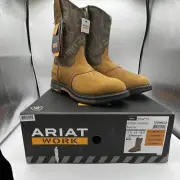 Ariat WorkHog H2O 10008633 Mens Brown Green Pull On Work Boots Size 11.5 B