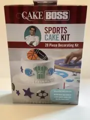 NEW CAKE BOSS 28-Pc SPORTS Cake Decorating Kit Tools,Cutters,Bags,Tips Box Party