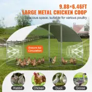 Large Walk-In Metal Chicken Coop with Waterproof Cover and Security Lock