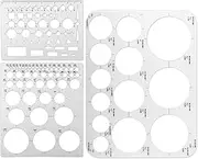 TOYMIS 3pcs Round Stencil Template for Drawing, Drafting, and Measuring - Circle Templates for School, Office, Building Formwork