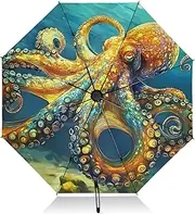 [PDZRMY] UV Protection Travel Umbrella Sea Monster Underwater Compact for Rain and Sun - Auto Open and Close UPF 50+ Windproof Portable 46” Sun Umbrella for Women and Men