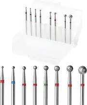 ERUIKA 8Pcs Ball Diamond Drill bits Set, 3/32'' Cuticle Clean Ball Head Nail Bit for Electric Machine, Nail File Gel Polishing Head Acrylic Manicure Pedicure Cuticle Tools(8PCS)