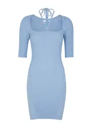 Ganni Ribbed-knit Mini Dress - Light Blue - L L