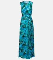 [Ulla Johnson] Ulla Johnson Elise ruffled printed jersey maxi dress AU 8 blue