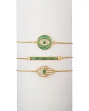 Eye Candy LA CZ Cici Evil Eye Hamsa Crystal Bracelet Set