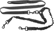 YARNOW Leash Hands Running Double Dog Leads Harnesses Multifunctional Pet Two Rope Ended No Large Dual Polyester Black
