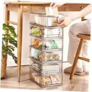 6 pack Plastic Stackable Desk organizers Storage Bins，Office Drawers 6L clear