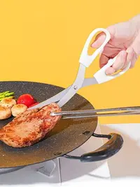 在飛比找Yahoo!奇摩拍賣優惠-韓式烤肉剪刀彎頭切肉剪不銹鋼燒烤剪肉神器韓國烤肉專用剪.42