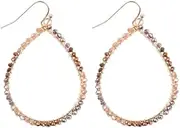 [Generic] WIRE TEARDROP GLASS BEADS FISH HOOK EARRINGS, Stainless Steel, No Gemstone