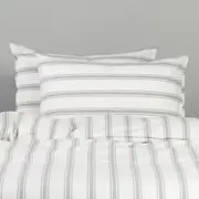 Canningvale Modella Stripe Quilt Cover Set - White, Super King, 100% Cotton