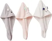 FOYTOKI 3pcs Cartoon Drying Hair Cap Soft Microfiber Hair Towel Wrap for Quick for Home Travel Sports