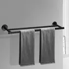 ACA 75cm Towel Rack Rail Double Round Stainless Steel Wall Mounted Black Bath