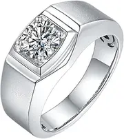 [LOEXZAH] 1 Carat Lab Diamond Wedding Rings for Men Moissanite Ring 925 Sterling Silver Moissanite Men's Diamond Ring Moissanite Engagement Rings for Men's Promise Rings